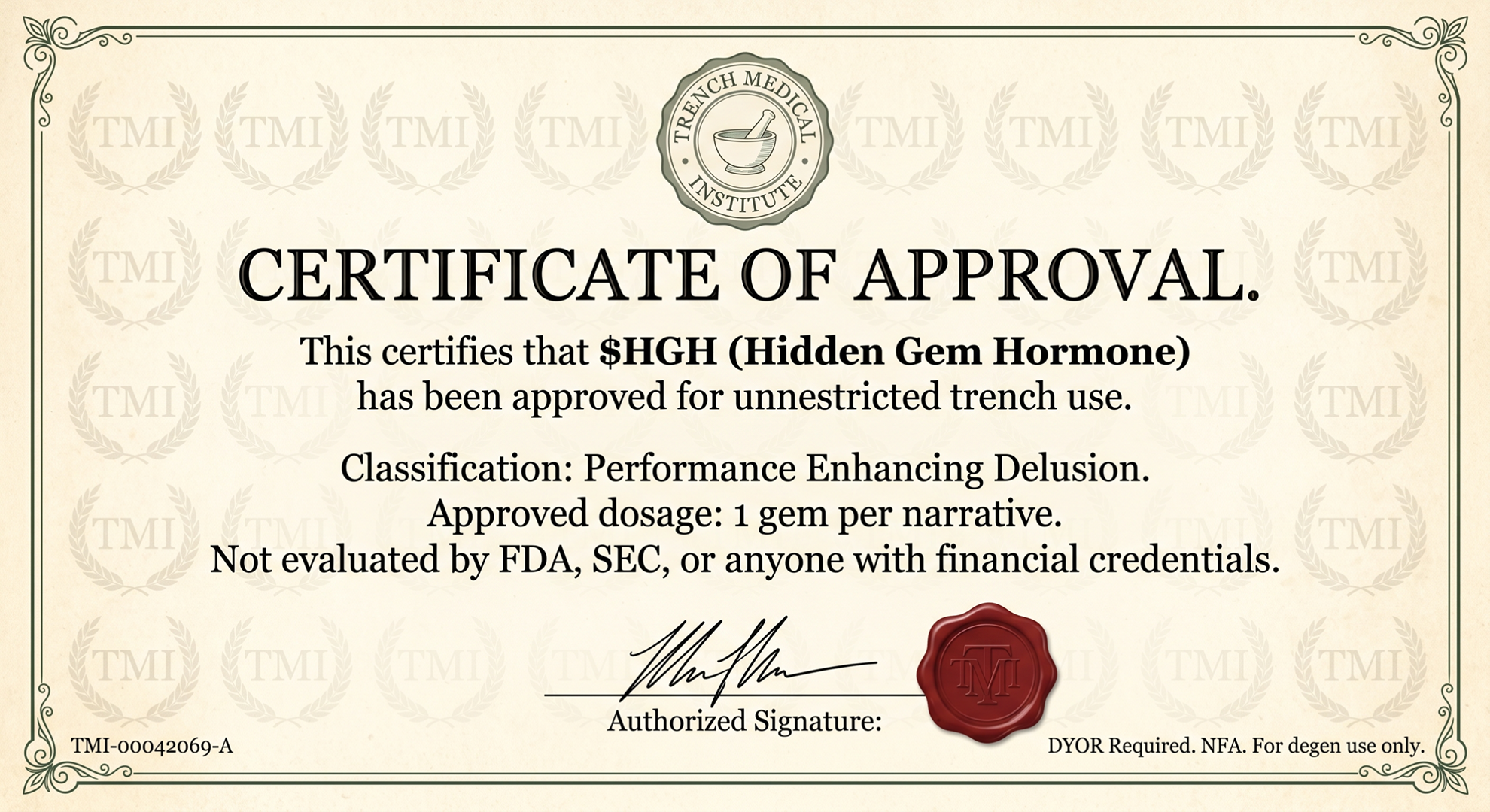 $FORMULA certificate of approval